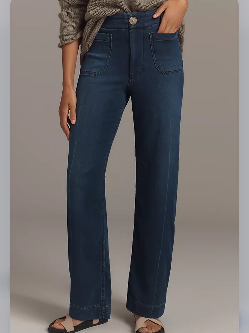 NWOT Maeve Colette Knit High-Rise Wide-Leg Full-Length Jeans